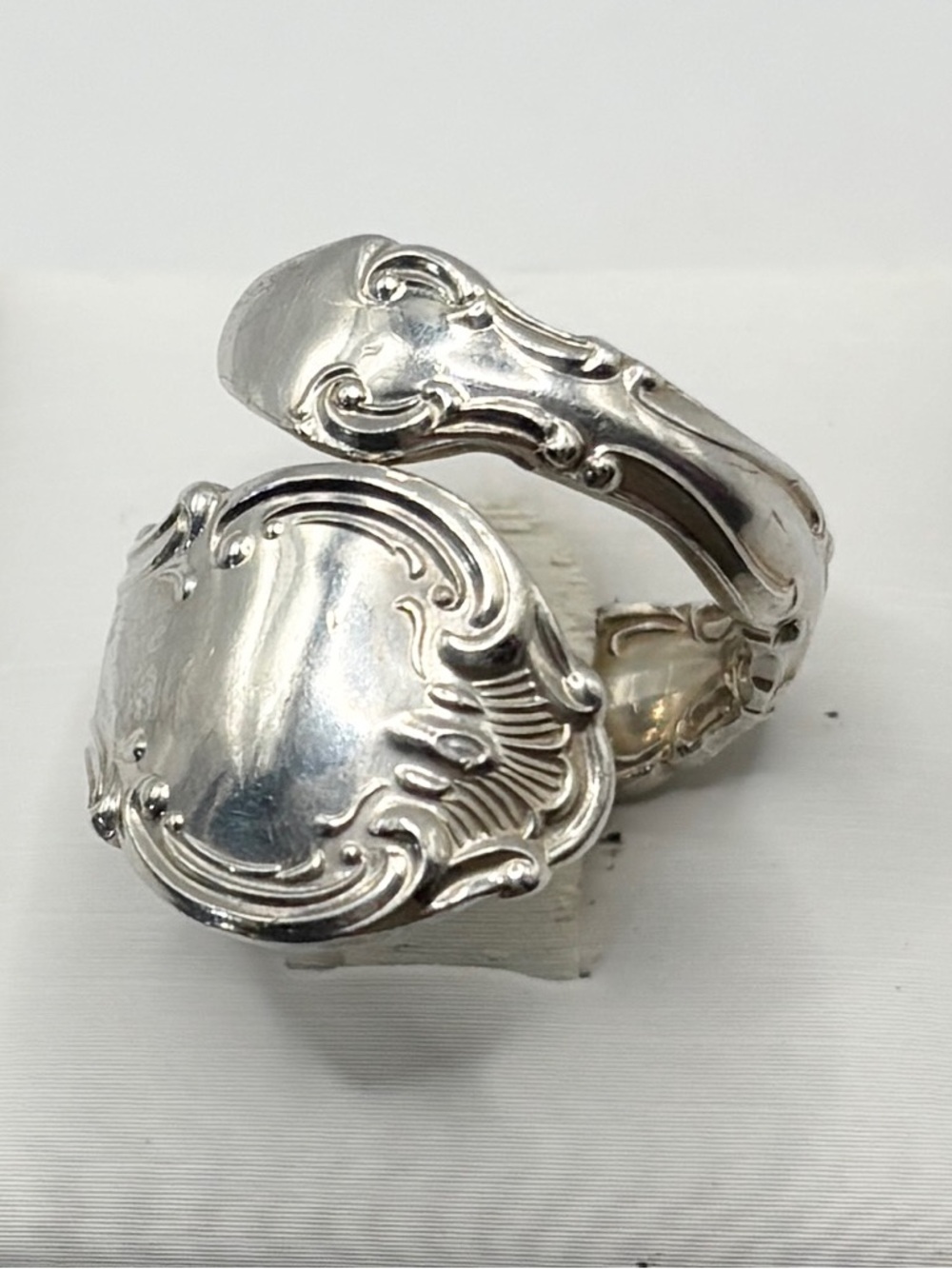 Silver Ornate Spoon Ring - Elegant Women's Statement Ring in Sterling Silver